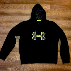 Under Armour Storm Cold Gear Women’s Semi Fitted Big Logo Black/Yellow Hoodie XL